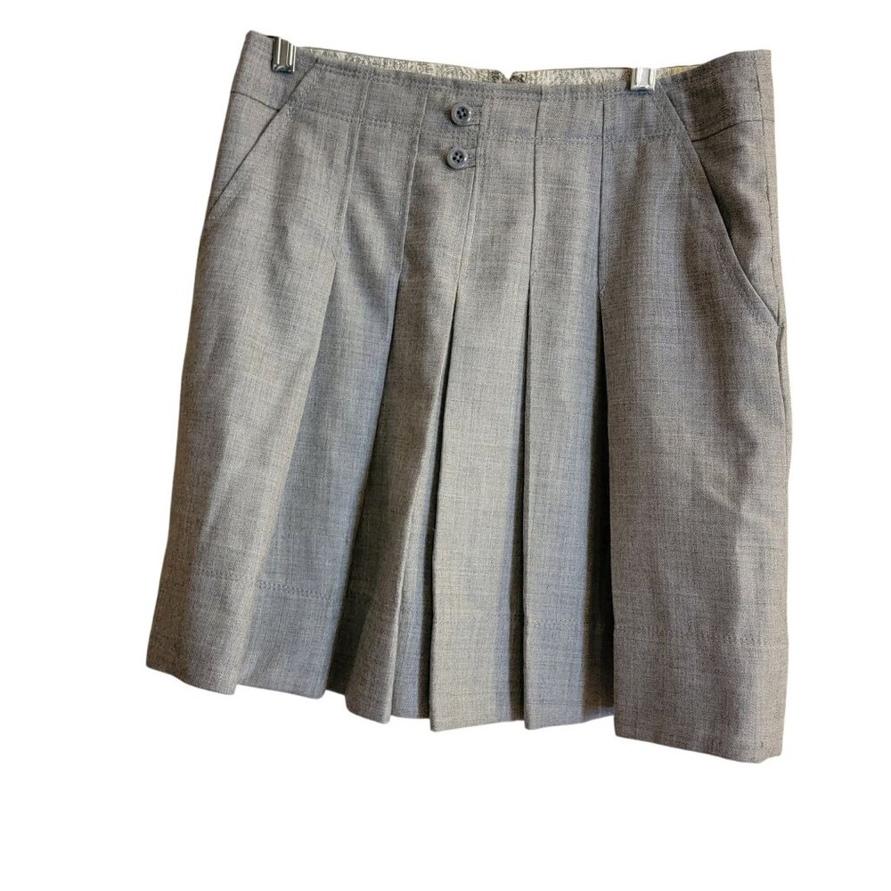 Elevenses Anthropologie Gray Heathered Pleated Wool Mini skirt Size 6
